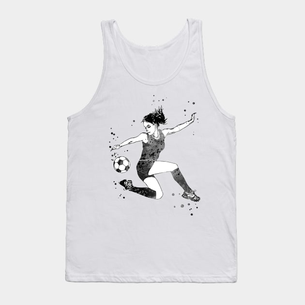 Female Soccer Player Tank Top by RosaliArt